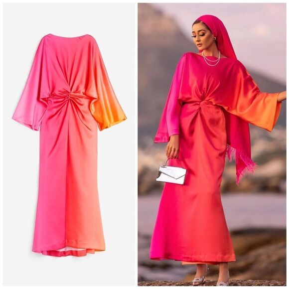 H&M Dresses & Skirts - H&M Knot-Detail Satin Dress Ramadan Modest New